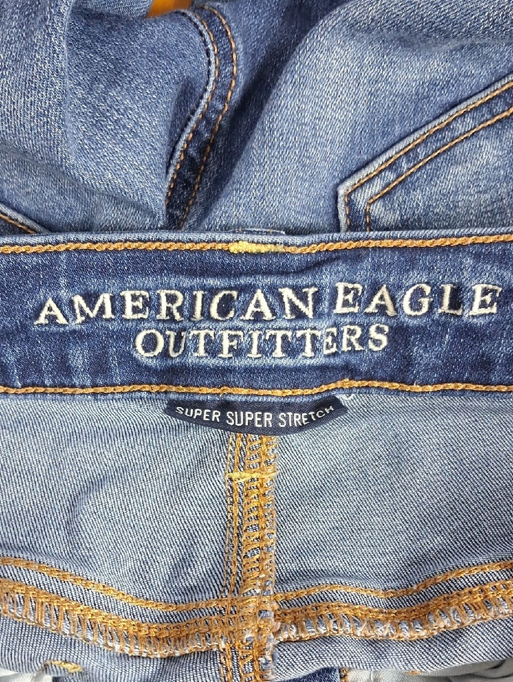 American Eagle Super Super Stretch Dark Wash Distressed Sz 2 Jegging Pants Jeans - Picture 5 of 6